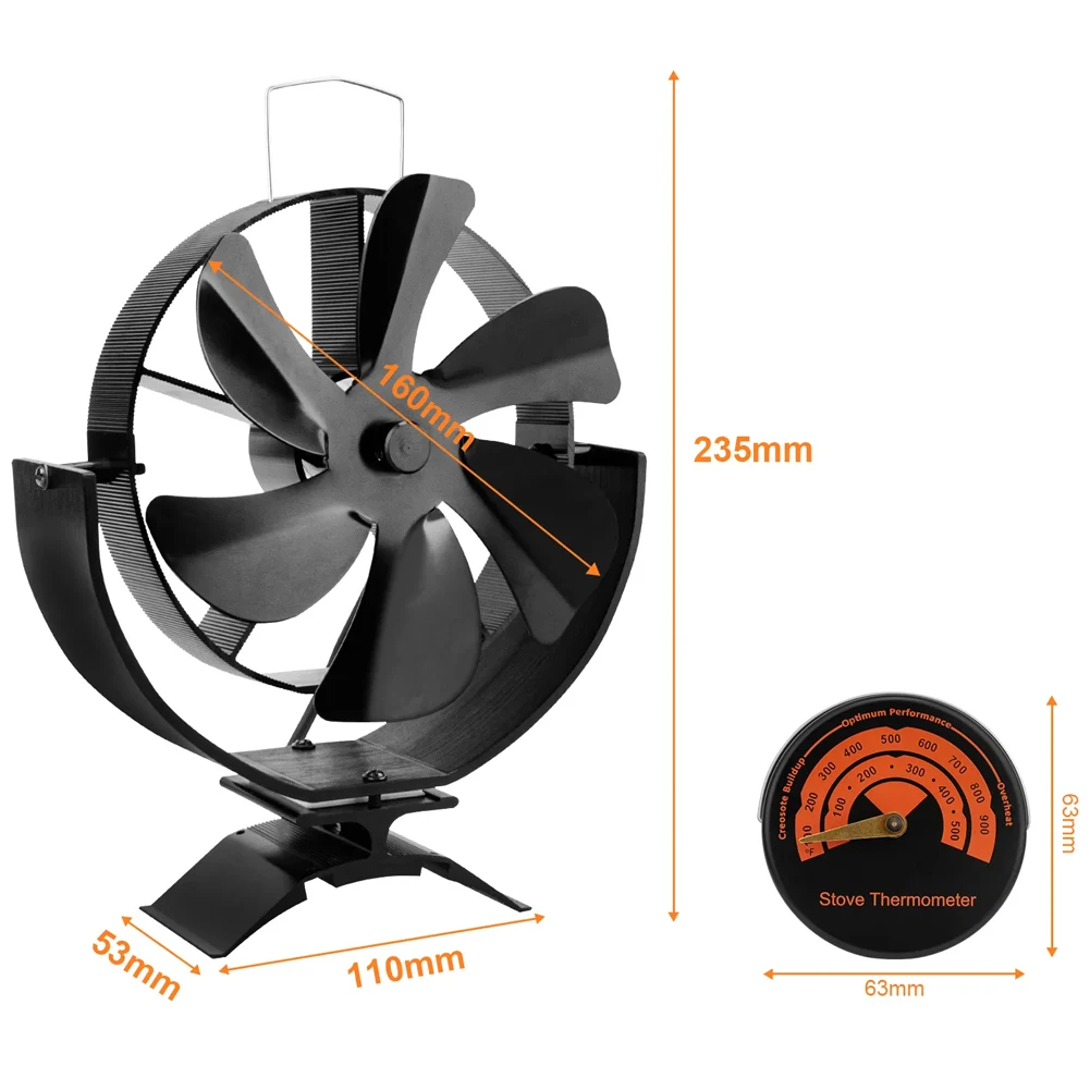 

No Electricity Needed High Thermal Conductivity Stove Fan Automatic Fan Speed Variation Protects TEG and Motor