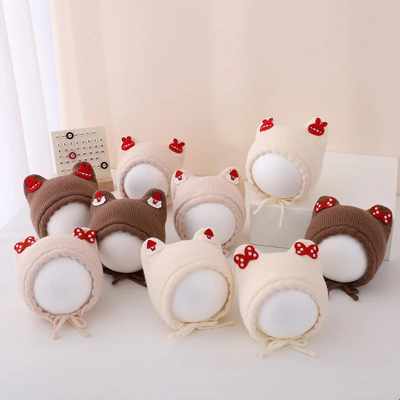 

Cute Baby Pullover Hat Winter Children's Christmas Cartoon Woolen Hat Kids Caps Fashion Lace up Thickened Warm Hat
