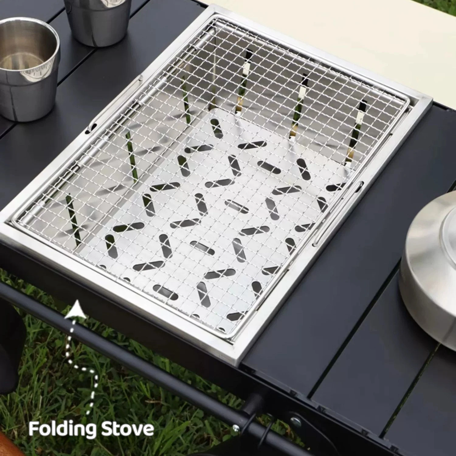 

Портативная дровяная плита для кемпинга, пикника, барбекю, из нержавеющей стали 304