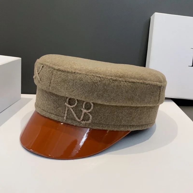 Autumn Winter Wool Newsboy caps Patchwork Letter Flat Caps Cotton Newsboy Cap