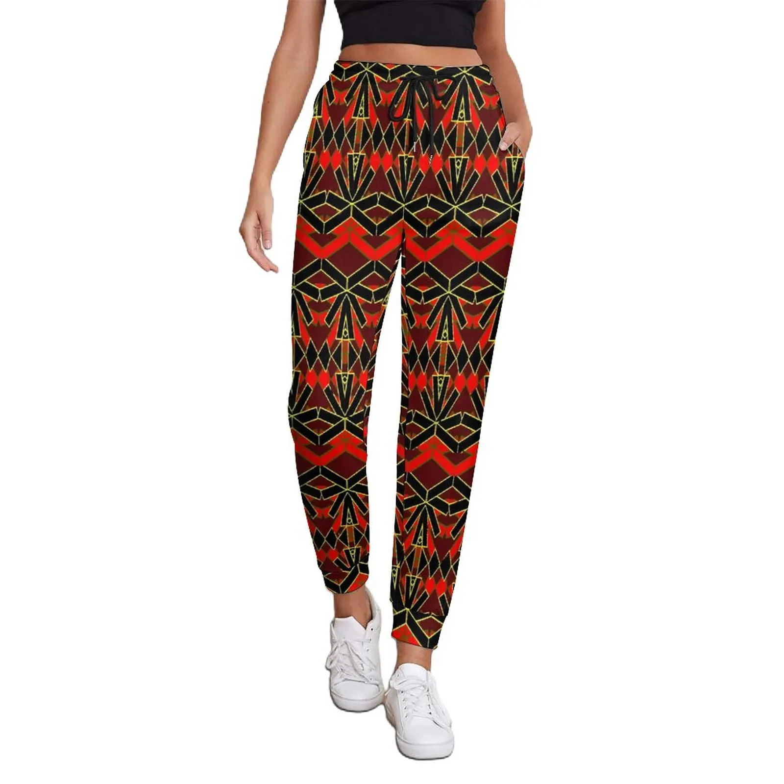 

Винтажные Дашики, штаны для бега, красные, черные, корейские модные джоггеры, весенние женские домашние штаны оверсайз на заказ, подарок