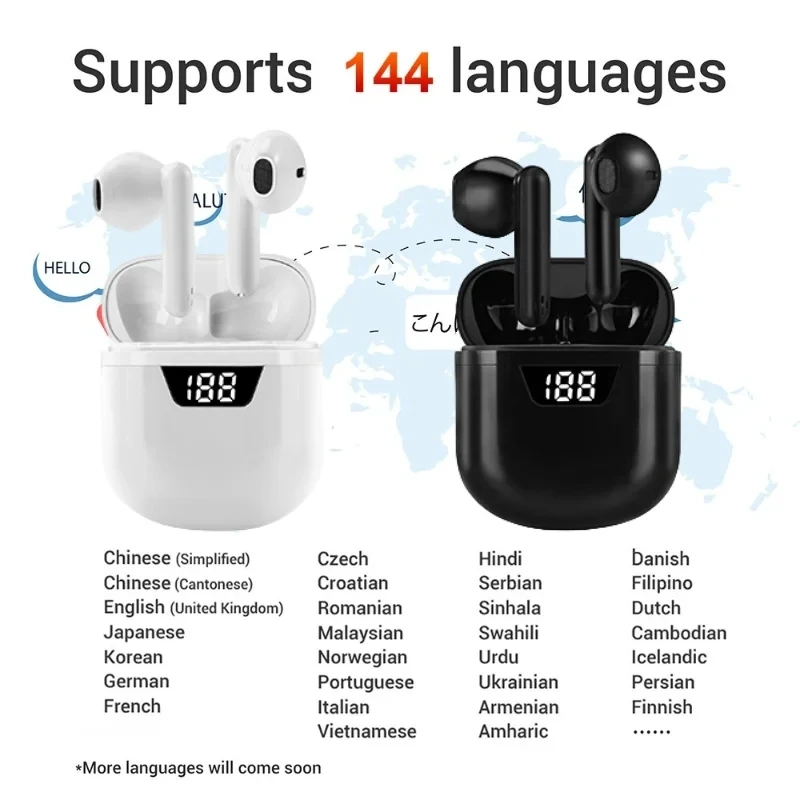 Bluetooth5 Voice Translation Headphone Wireless 144 Language Instant Translate Real Time Smart Travel Voice Translator Earphone
