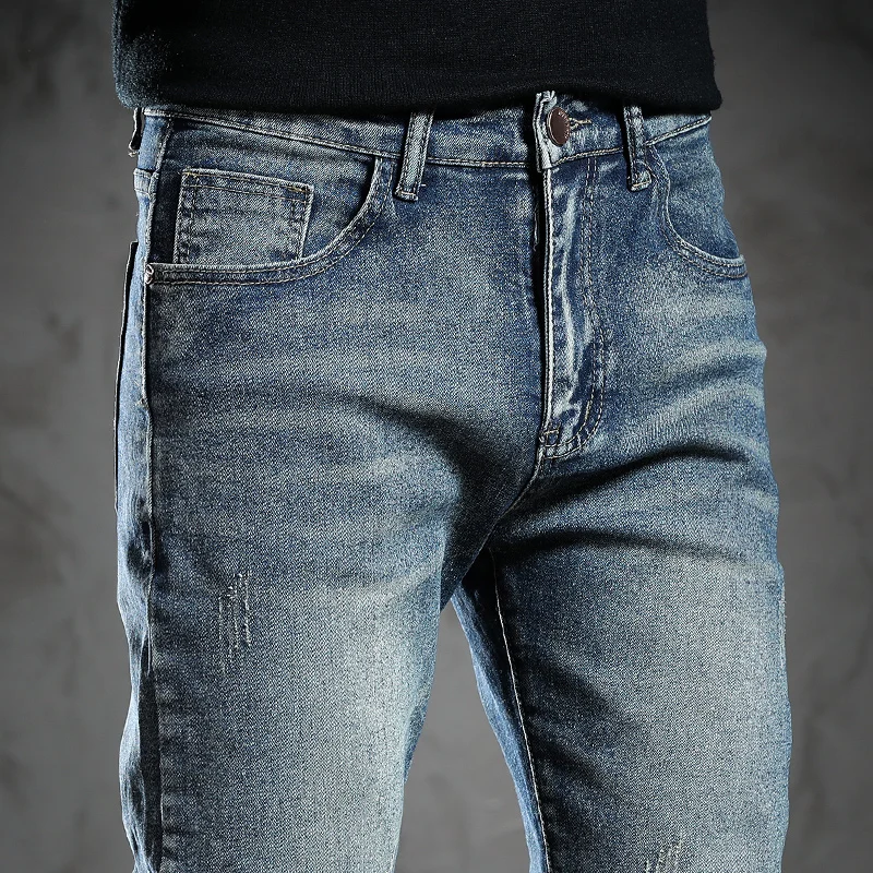 Jeans Men Skinny Stretch Mens Colourd Jeans Fashion Slim Fit Casual Pants Trousers Jean Male Blue TP3607