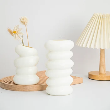 Nordic White Flower Vase Simple Flower Pot Storage Bottle Imitation Creative Flower Pot Home Wedding Decoration Ornament 5