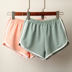 Esporte feminino curto verão nova cor dos doces anti esvaziado magro curto casual senhora cintura elástica praia correndo calças curtas