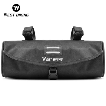 Borsa da bicicletta borsa anteriore da ciclismo portatile borsa da manubrio da strada MTB borsa da manubrio cilindrica multiuso di grande capacità