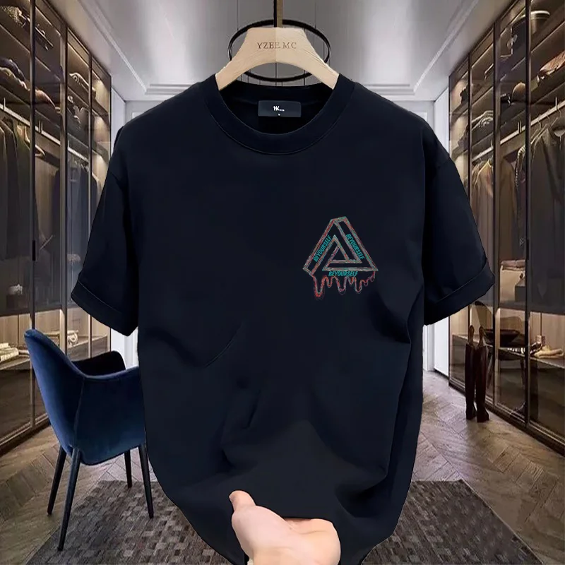 T-shirt in cotone da uomo con stampa triangolare del designer Camicia sportiva da strada Abbigliamento moda casual da donna unisex_voghion.com