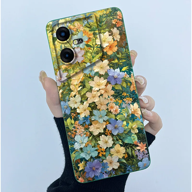 Floral Oil Painting Soft Silicone Phone Case - Fashion Simplicity Design