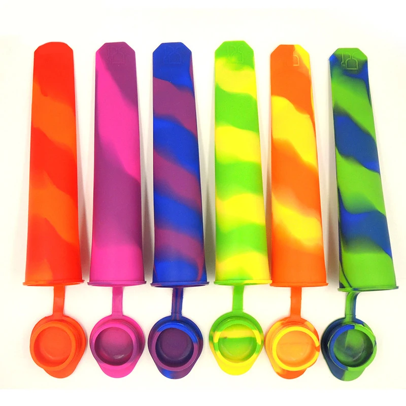 Rainbow silicone ice tube mold Push up frozen stick cream pop yogurt jelly lolly maker 2pc