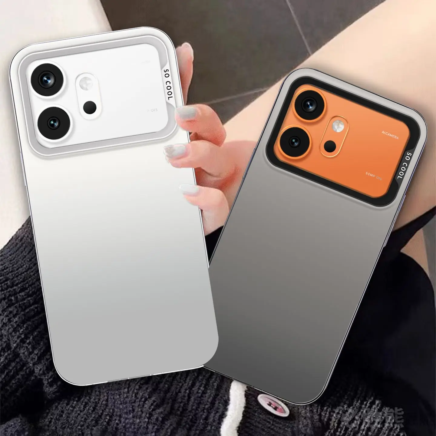 IMD Matte Metallic Textured Shockproof Phone Case with Aurora Laser Design