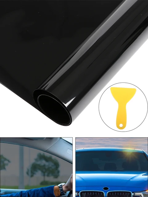 Universal 20x150cm Black Sun Shade Visor Film Sticker Scraper for Car Windscreen Window Glass Anti-UV Protection Solar Film 2