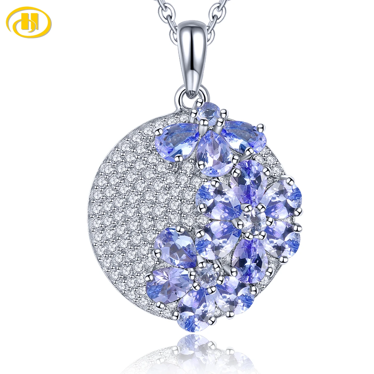 

Natural Tanzanite Sterling Silver Pendants 3 Carats Genuine Romantic Purple-blue Gemstone Women Classic Style New Year Gifts