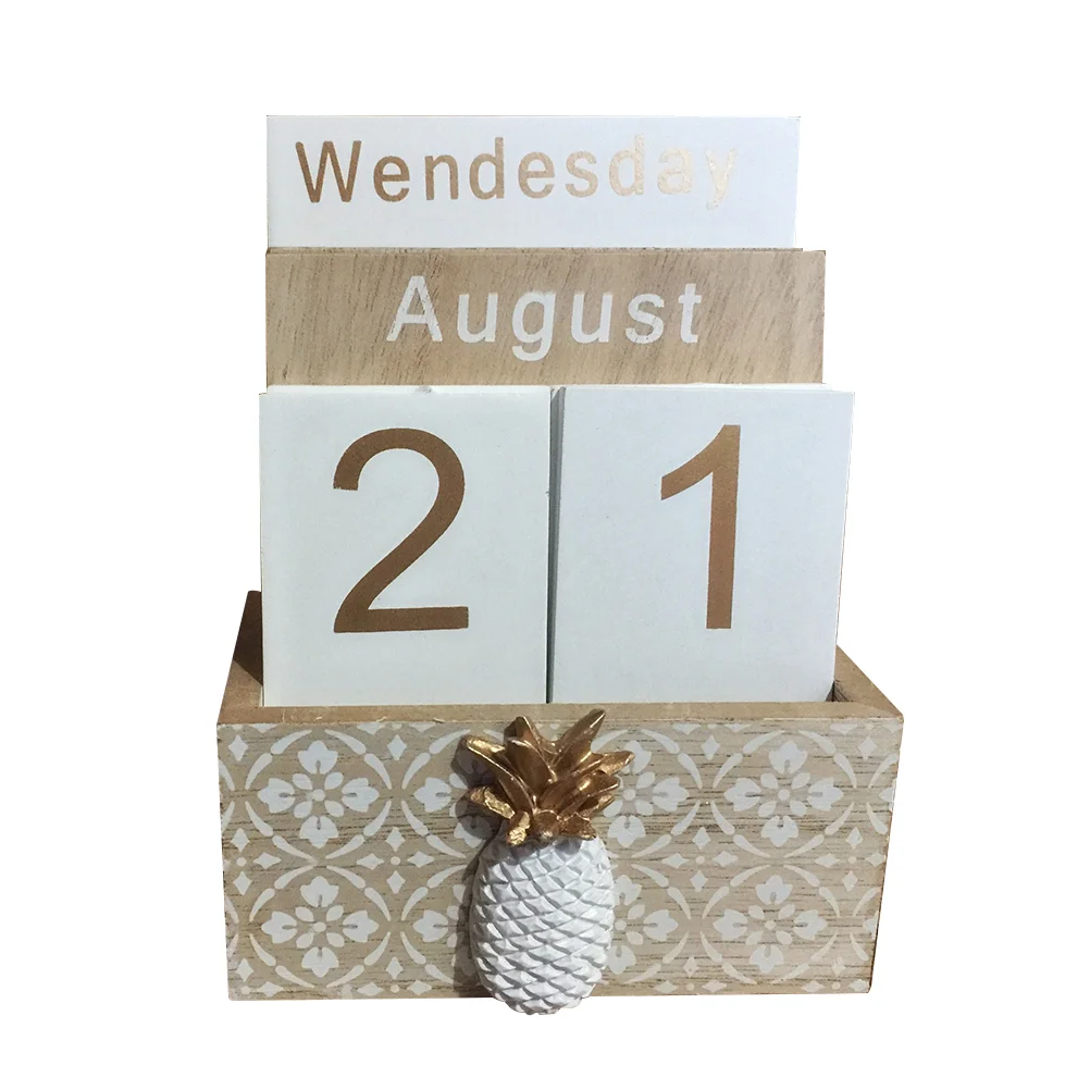Wooden Flip Calendar Block Calendar for Table Decoration DIY Planner Office