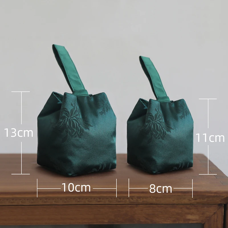 Silk Fabric Storage Bag, Weaving Brocade Tea Set Travel Bag, Chinese Style Tea Pot Justice Cup Cloth Bag, Printed Tote Bags 5
