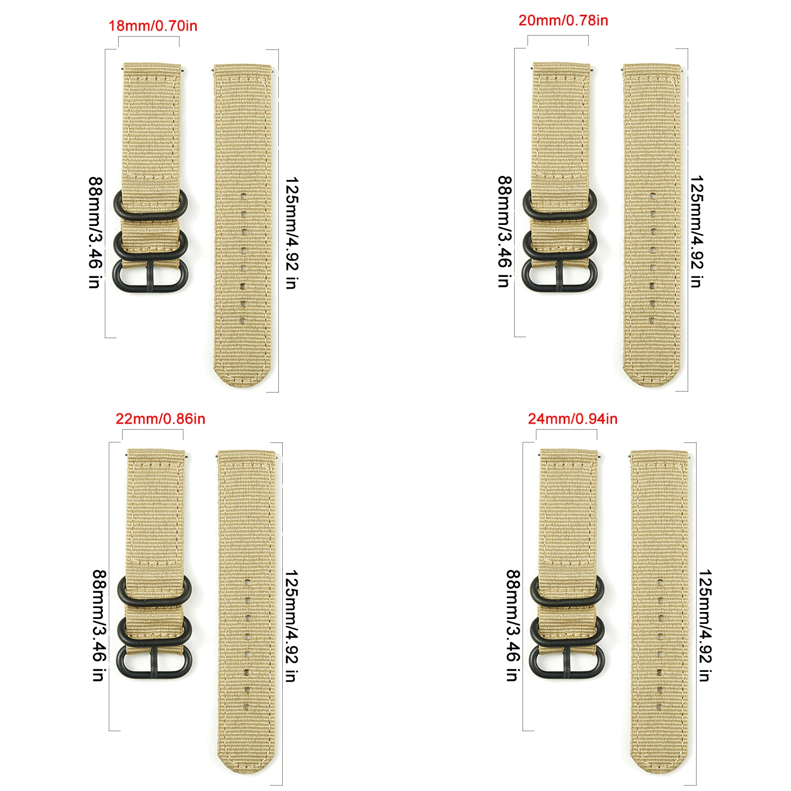 Durable Waterproof Nylon Military Watch Band - One-Piece Strap