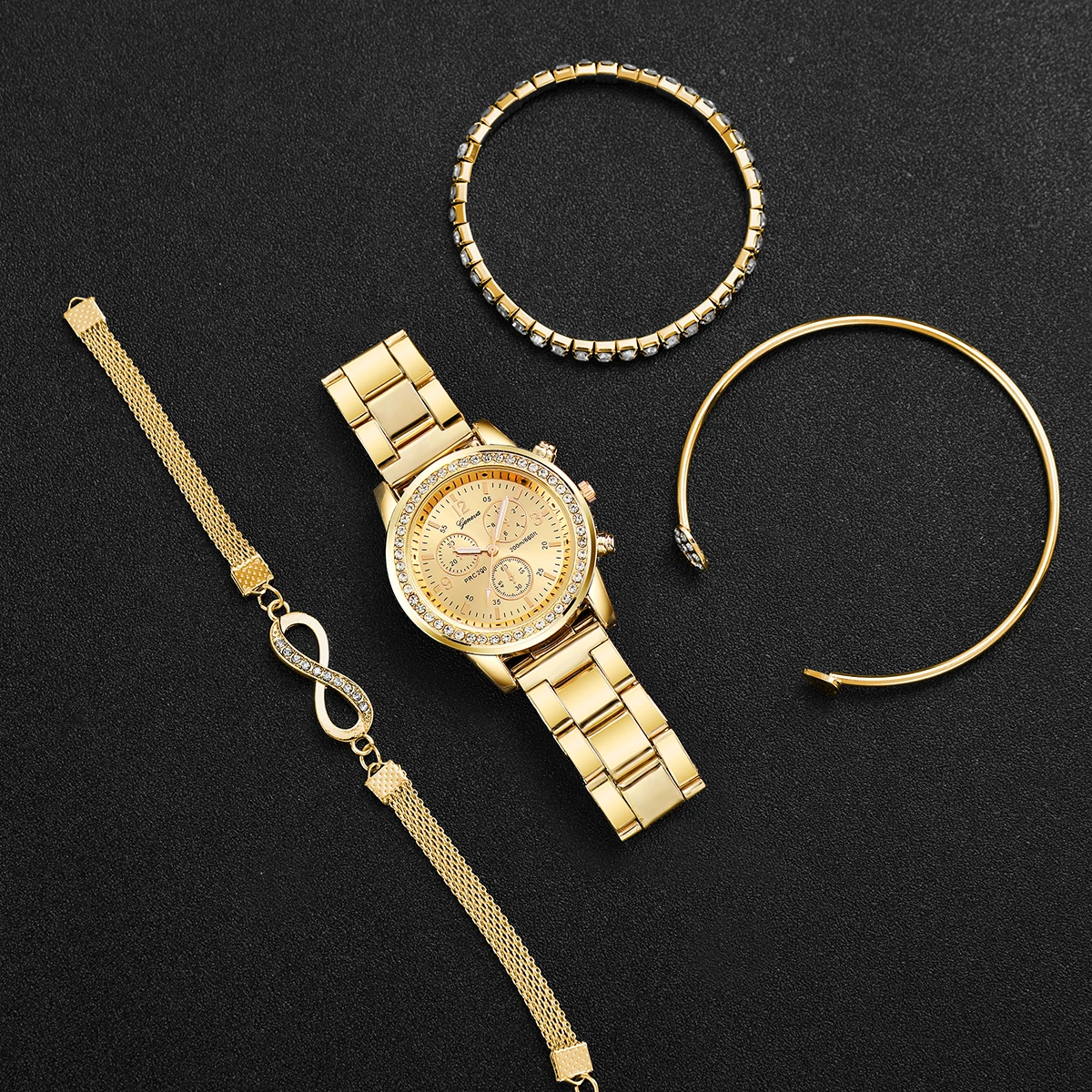 4pcs/set Women's Light Luxury Simple Quartz Temperament Watch Casual Sports Style Quartz Watch With Bracelet (Box Not Included)