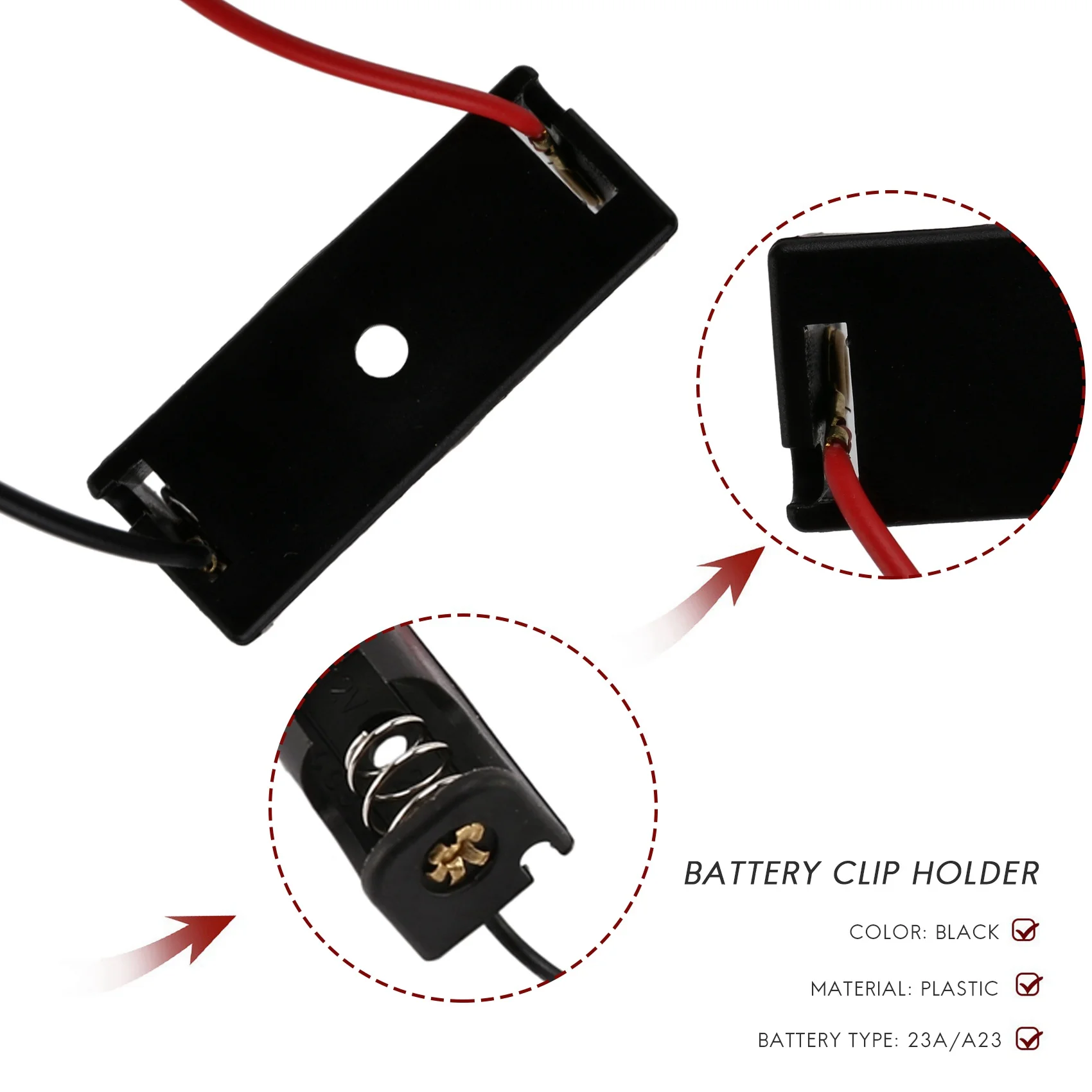 ABBG-5개 23A/A23 배터리(12V) 클립 홀더 박스 케이스 블랙