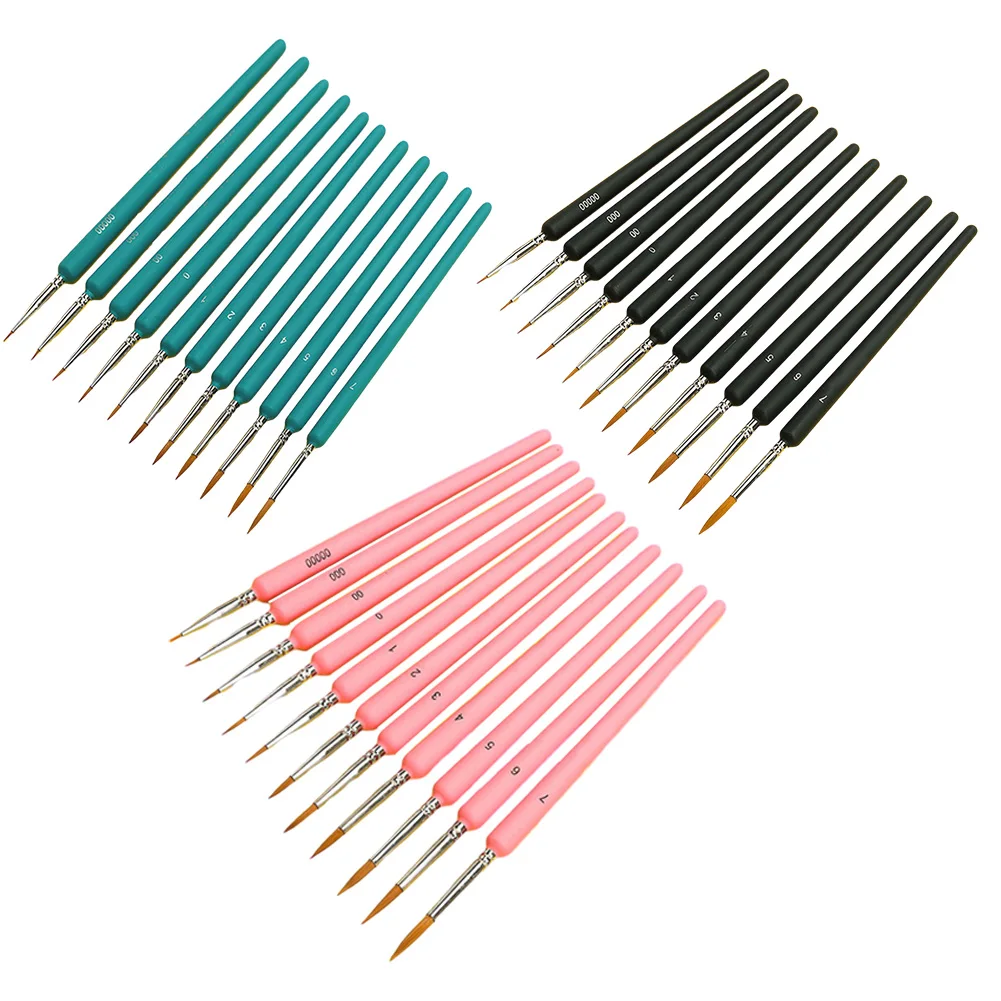 Fine Hook Line Brush Set for Model Building Nail Design Painting by Numbers Material Easy to Reshape and Clean