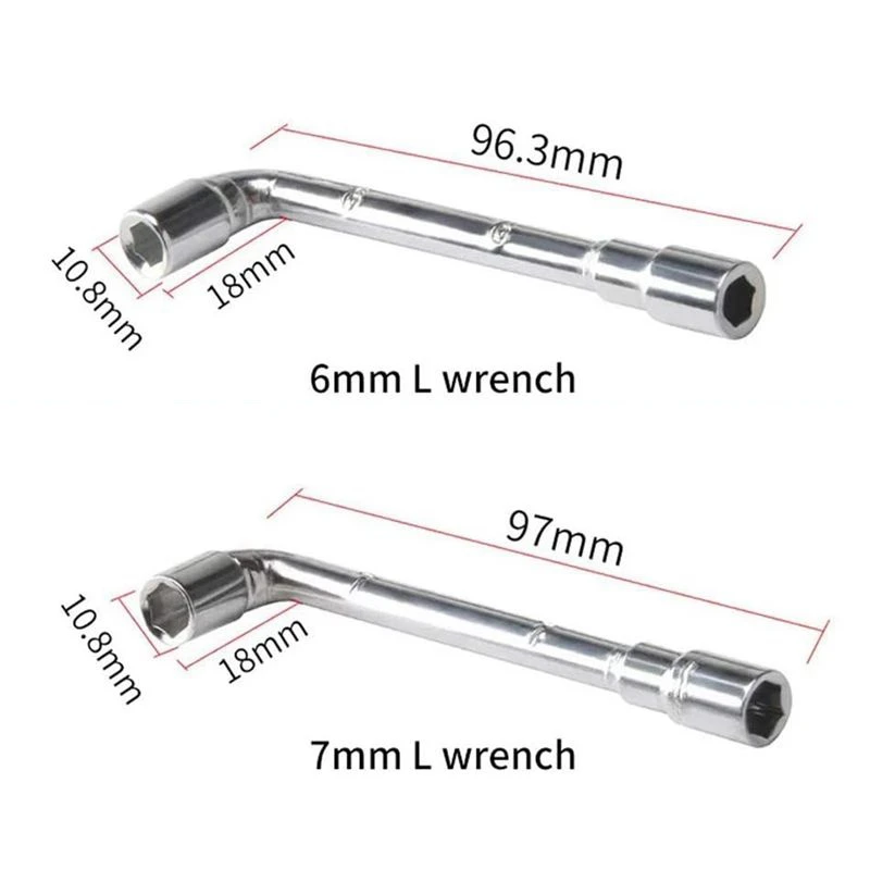 6mm 7mm Nut Hexagonal Wrench L-shaped Screw Nut Metal Hardware for 3D Printer Ender 3 MK8 Nozzle Sleeve Wrench Maintenance Tools