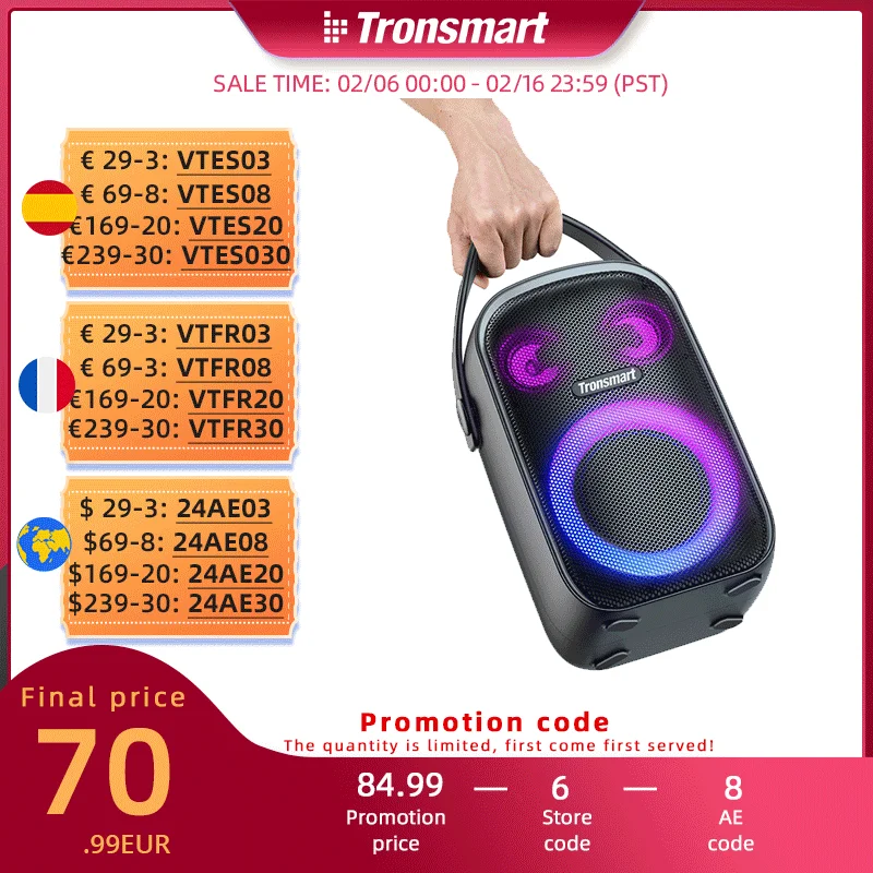 Altoparlante Tronsmart Halo 100 Altoparlante Bluetooth Con 60W, Sistema Audio A 3 Vie, Doppie Modalità Audio, Controllo App, Per Esterni, Feste