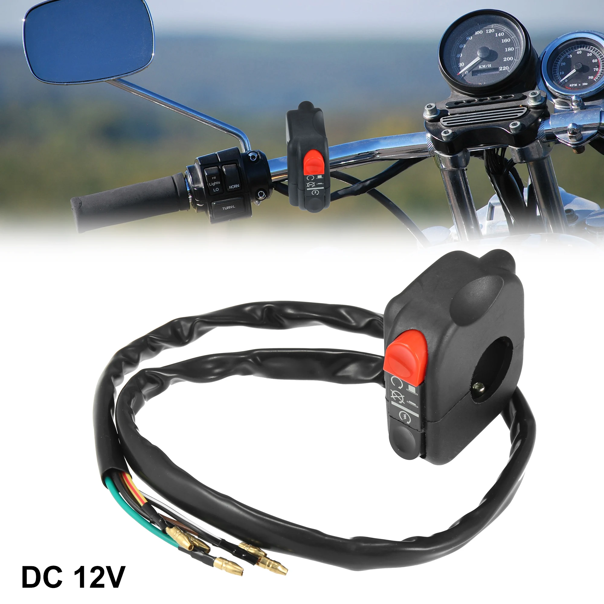 Motoforti DC 12V 22mm Motorcycle Handlebar Headlight Switch Bike Scooter Horn High Low Beam Light Ignition Accessories |