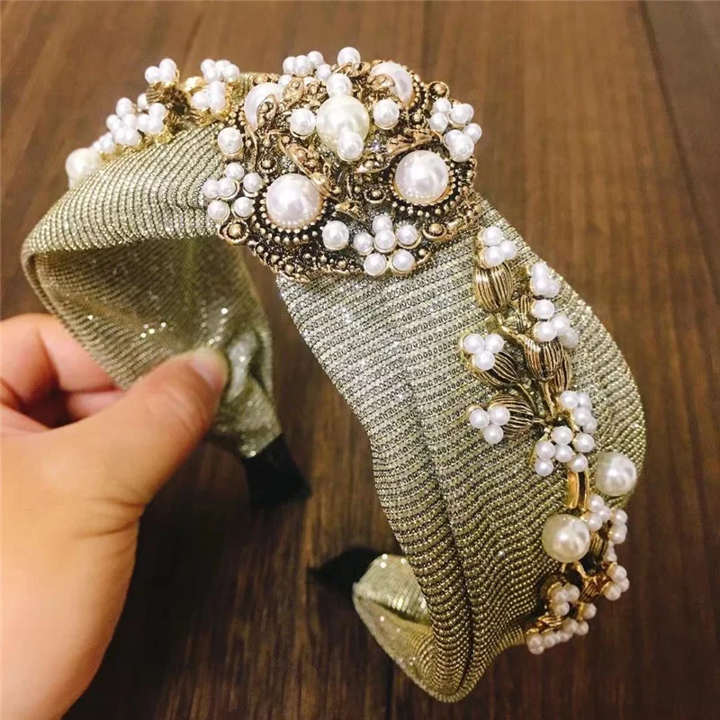 2 Styles New Design Retro Noble Baroque Rhinestone Crystal Headbands For Women Cloth Hairband High Quality Woman Accessori