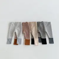 Autumn Newborn Infant Baby Boy Girls Candy Color Leggings Splice Striped Pants Fashion Baby Clothing 3