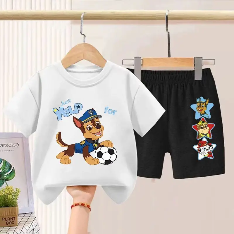PAW Patrol Children's T-shirts Sets Boys Summer Short Sleeve Shorts Two Piece Suit Kids Outfits Breathable Sport Clothes Set 3