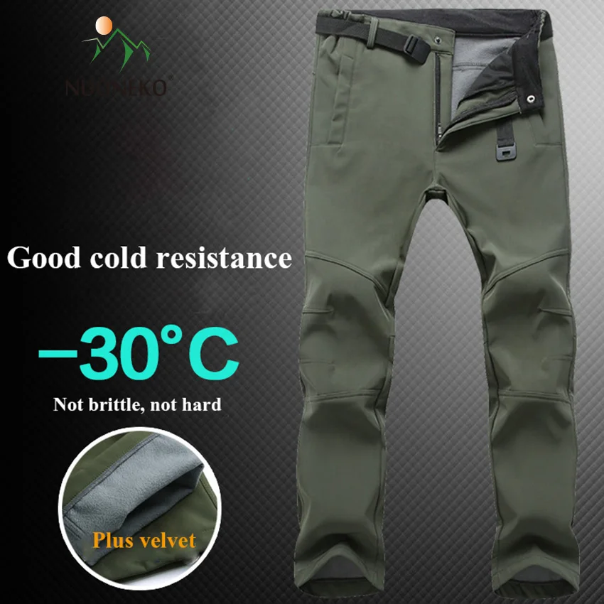 Winter Mens Fleece Warm Hiking Soft Shell Pants Outdoor Sport Waterproof Windproof Camping Fishing Skiing Trekking Trousers PM24 hiking pants fleece pants