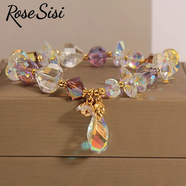 Rose sisi Korea style transfer bead flower charm bracelet for