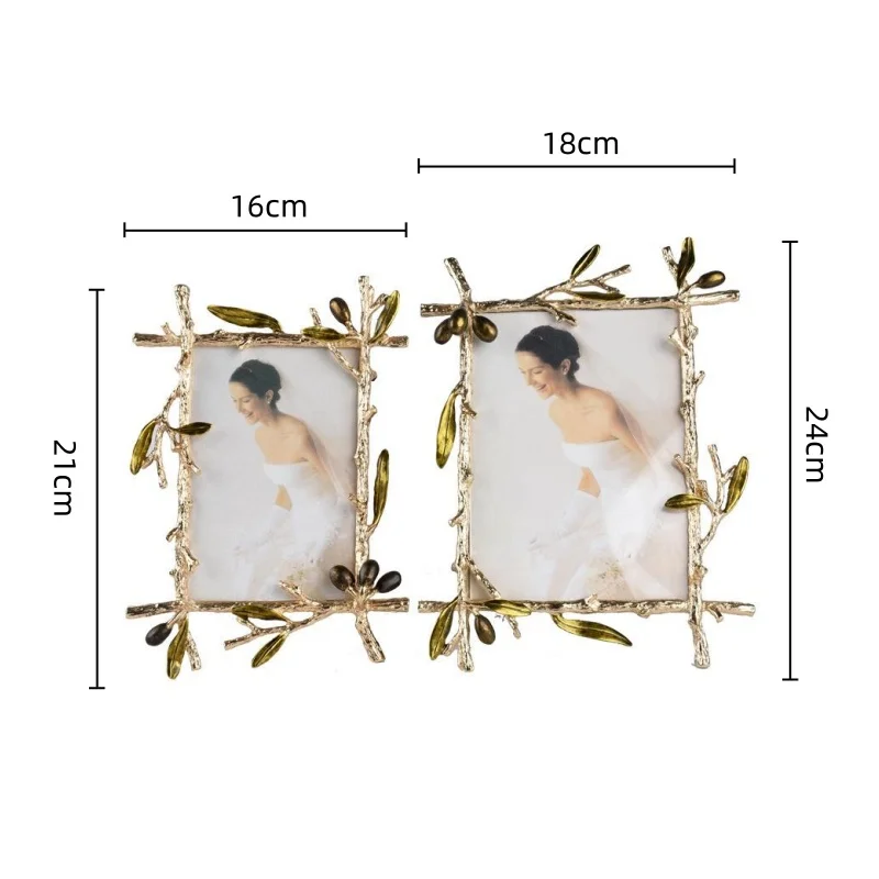 Elegant Golden Olive Branch Metal Picture Frame