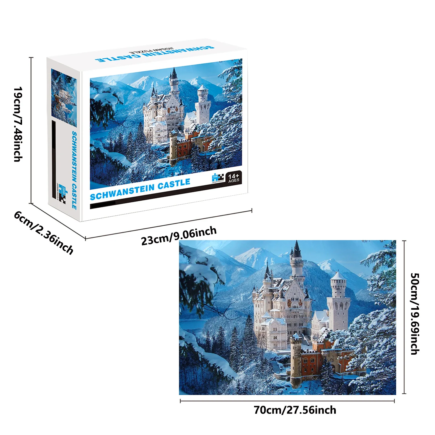 Jigsaw Puzzles 1000 Pieces Schwanstein Castle Jigsaw Puzzles for Adults Home Decor Games Family Fun Floor Puzzles Educational Toys for Kids