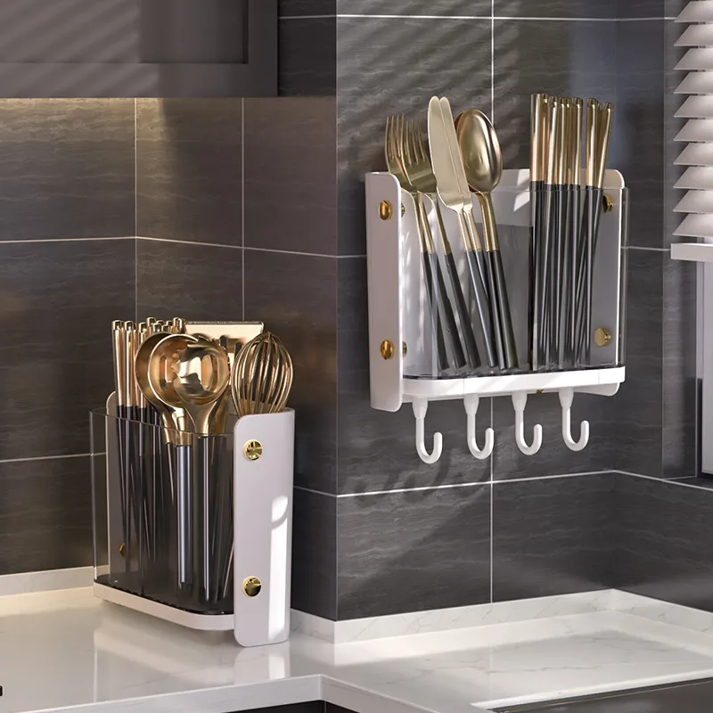 Multifunctional Spoon Fork Knife Chopstick Drain Box Tableware Storage