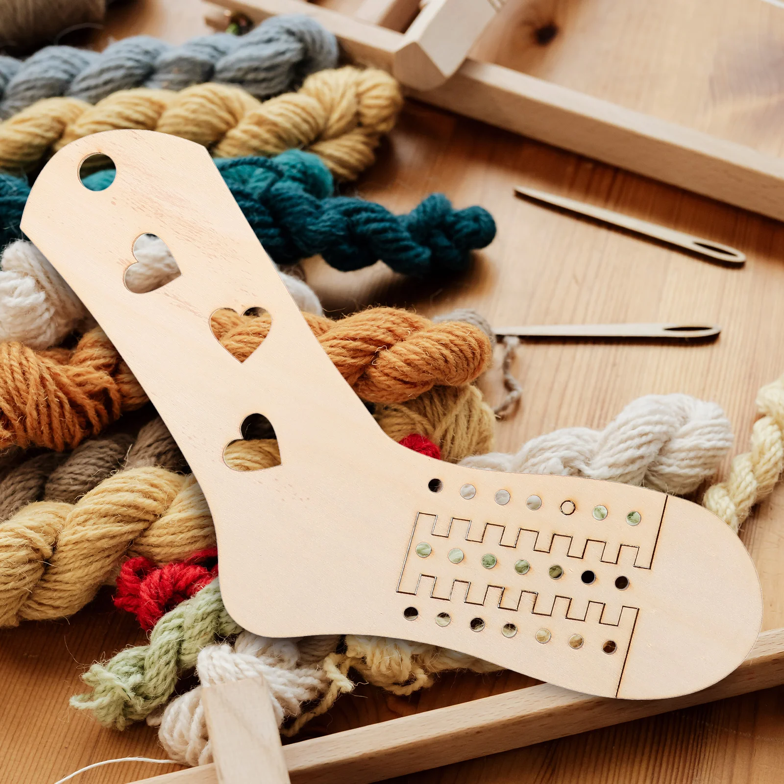 2 Pcs DIY Wooden Sock Knitting Tools Blockers for Woven Socks Models Mold Crochet