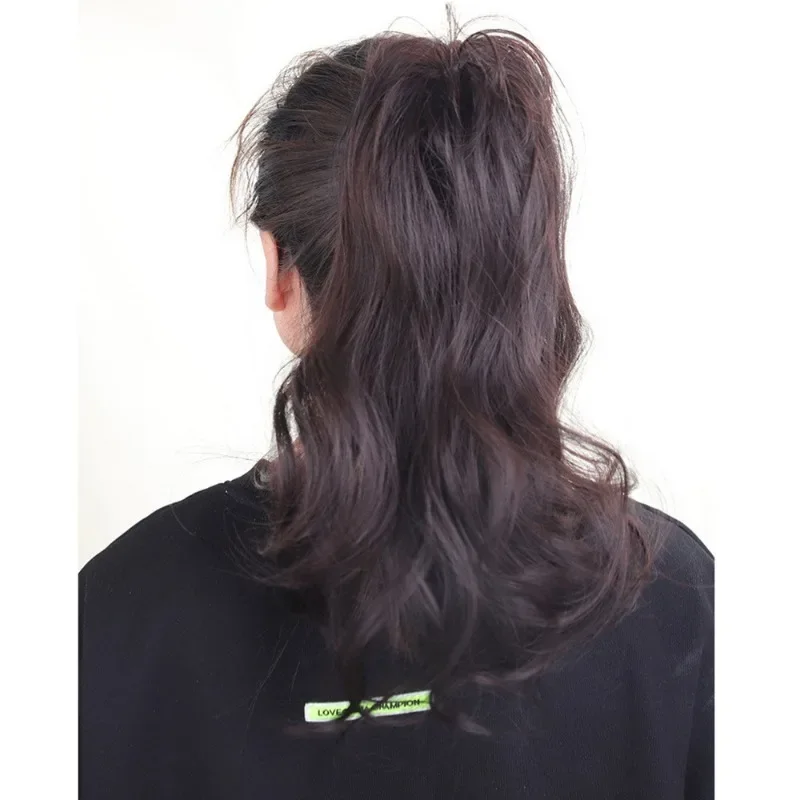 

Женский парик с наполовину грушевидным цветком, вьющийся хвост, Искусственная Девушка, не ощущается при падении, высокий хвост, горячий шелк