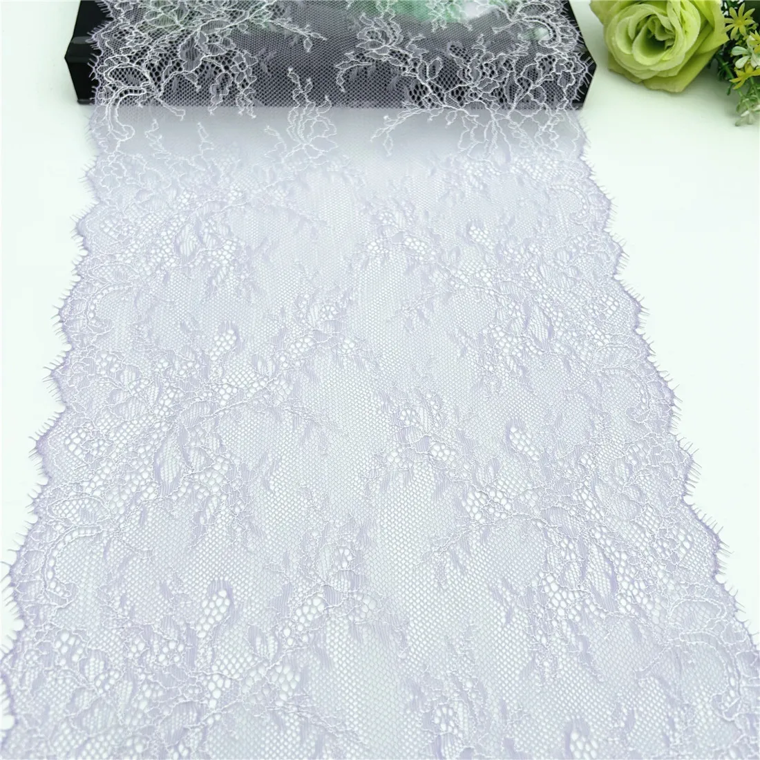 3y/lot Width 9 1/4 inch 2-Tone 23.50cm Pale Purple Non-Elastic Eyelash Lace Trim Lingerie Sewing Craft DIY Apparel Fabric Lace 3