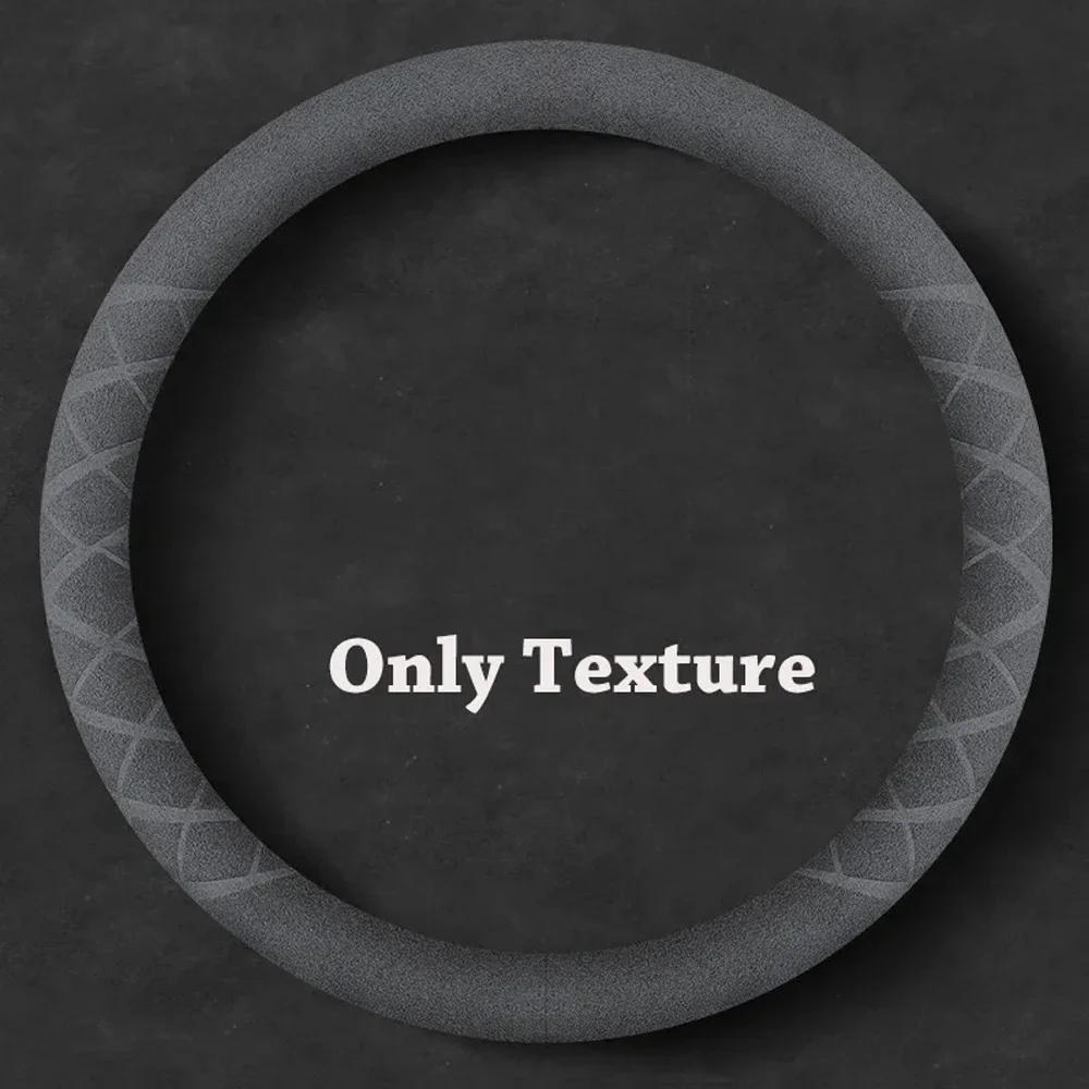 Luxury Cowhide Suede Steering Wheel Cover - Breathable and Universal Fit Car Accessory