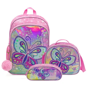 Zaini per ragazze per la scuola Cartoon Butterfly Bookbags Zaino a tracolla in nylon per bambini Cartelle per bambini Mochilas Escolares Primaria 1