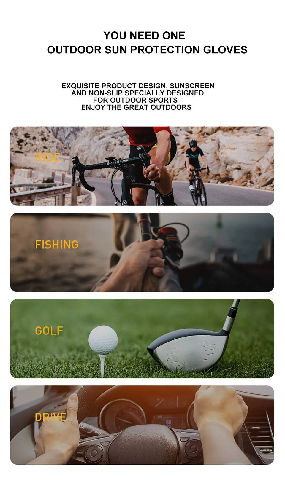 Description Picture 4 of item1Pair Cycling Gloves Ice Silk Sun Protection Breathable Half Finger Running Fishing Gloves Ridding Gloves Anti Slip Men Women