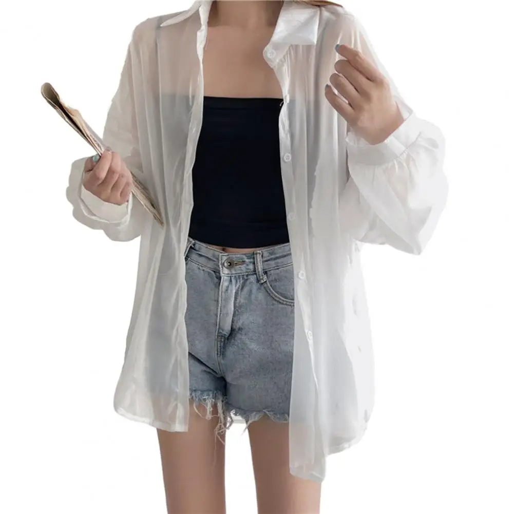 

Sunscreen Shirt Trendy See-through Chiffon Coat Summer Ultrathin Chiffon Shawl Coat Streetwear