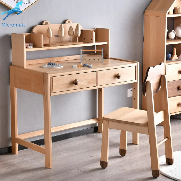 Factory Direct Sale Modern Art Antique Environment Natural Wood Color Furniture Study Room Solid Wood Children's Desk