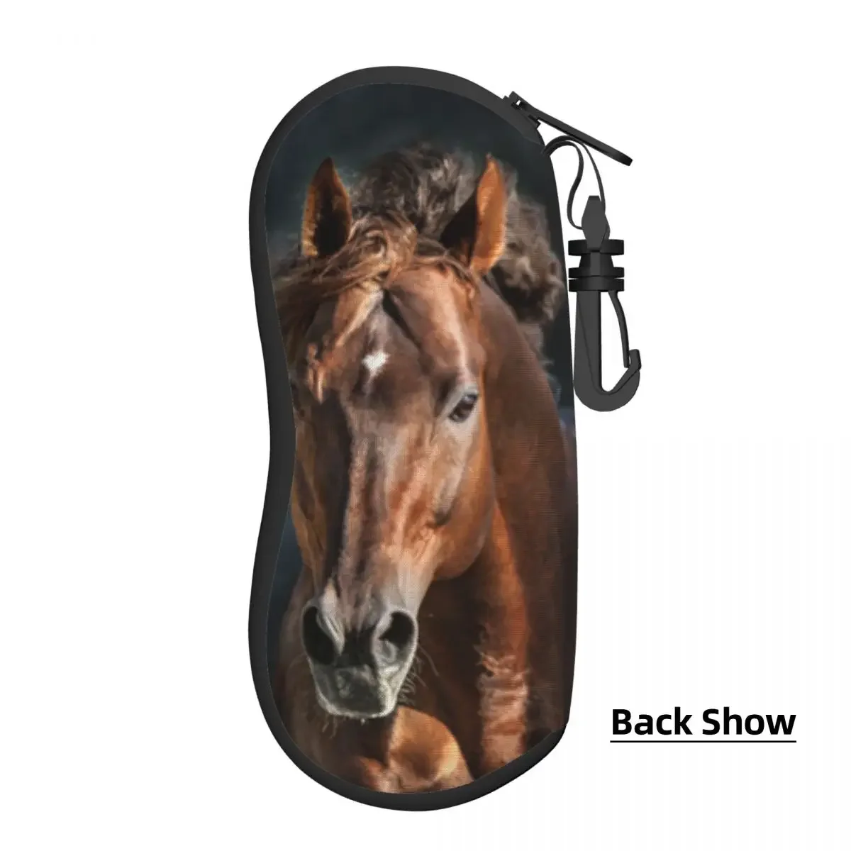 Glasses Case Eyewear Case Cover Protective for Men Women Sunglasses Red Horse With Long Mane Portrait Eyeglasses Glasses Box
