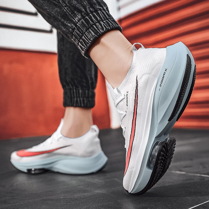 Men's Elevated Breathable Running Shoes Soft Elastic Air Cushion Walking Neutral Sports Shoes Outdoor Marathon Couple Sports