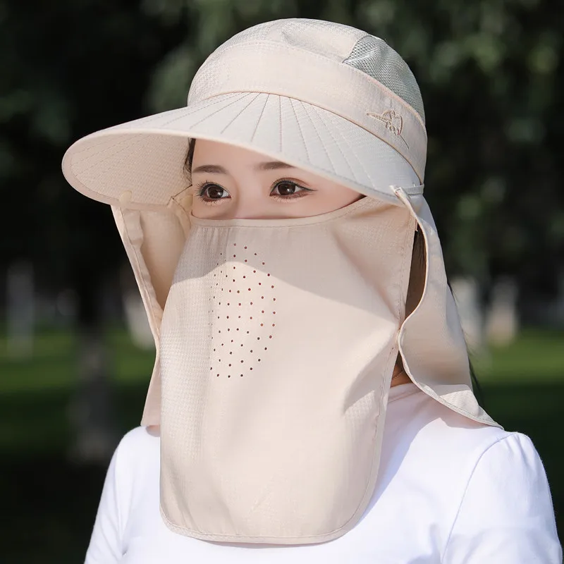 1pc Women's Sun Hat With Face Veil, Uv Protection, Adjustable Brim,  Suitable For Outdoor Activities Like Cycling, Summer