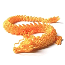 Artisan 3D Printed Movable Chinese Dragon Sculpture: A Unique Home Decor and Collectible Piece (Gold)
