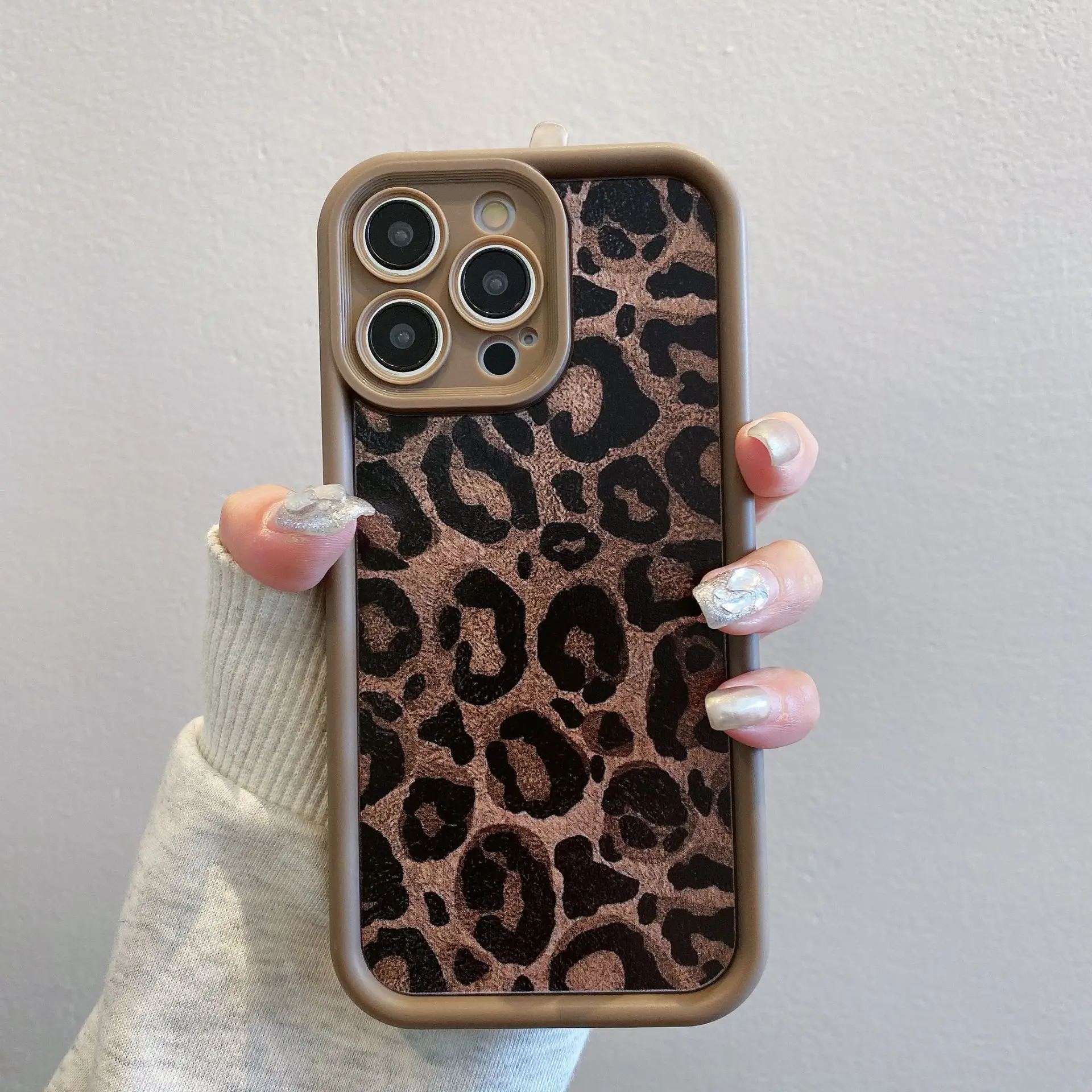 Leopard Print Lanyard Shockproof Silicone Soft Phone Case