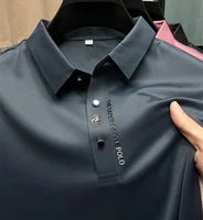 Haute qualité Ice Silk manches courtes hommes polo shirt été nouvelle marque mode broderie DESIGN TOP respirant cool t - shirt 2