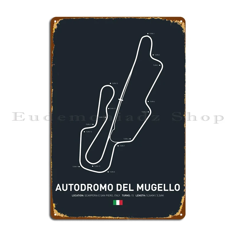 

Металлический плакат Autodromo Del Mugello, плакаты для бара, дизайн клуба, оловянный плакат