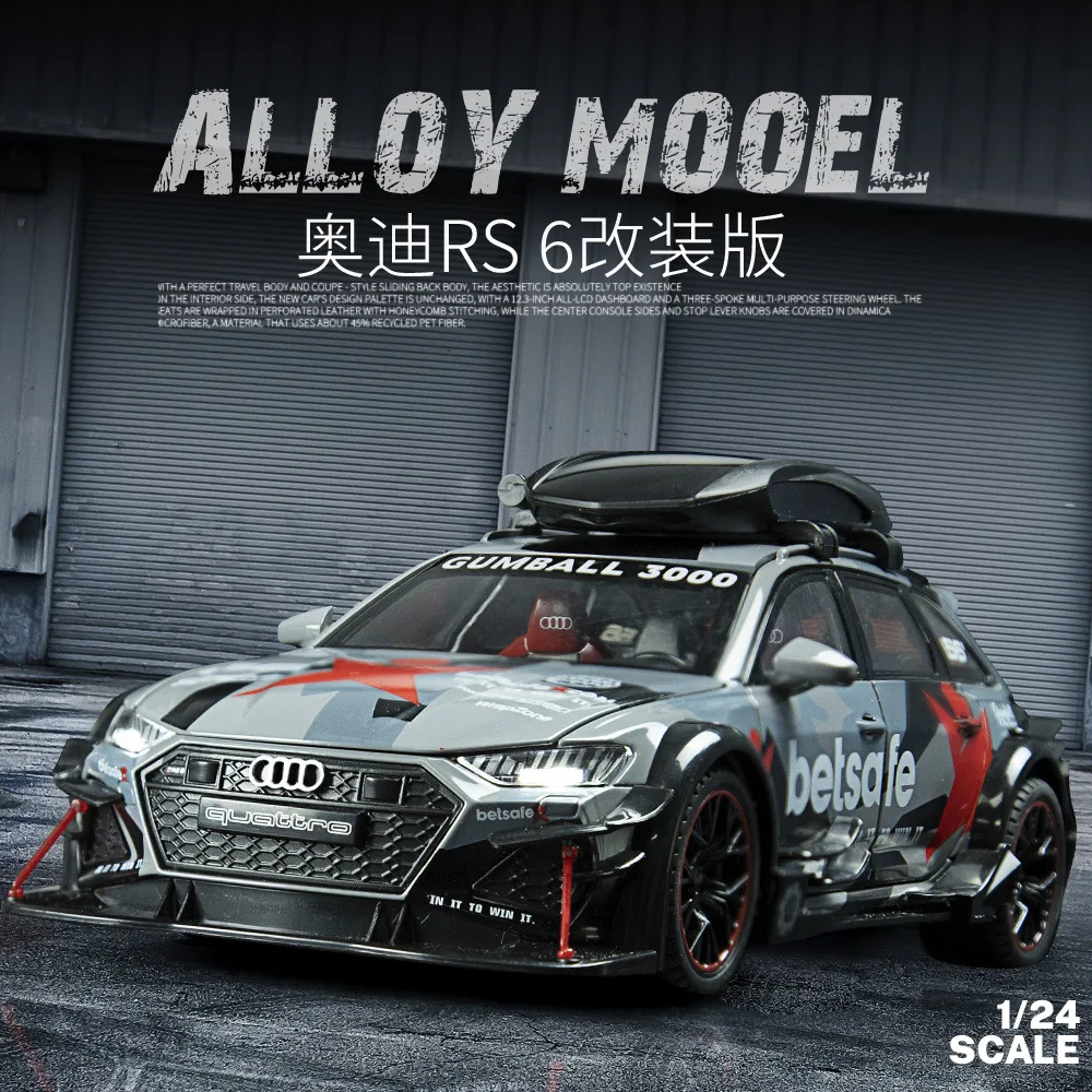 

1:24 Audi RS6 Modified version High Simulation Diecast Metal Alloy Model car Sound Light Pull Back Collection Kids Toy Gifts
