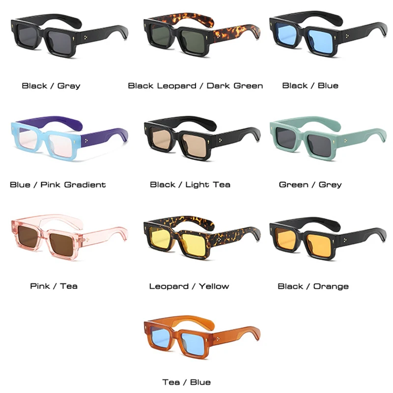 SO&EI nový čtverec brýle proti slunci ženy vintage nýty trending průhledný oceán naklonění čočka odstínů UV400 muži punková slunce brýle